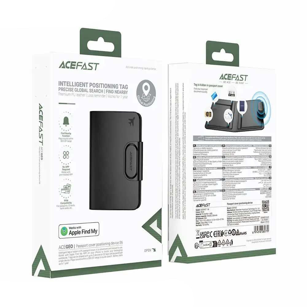 Acefast SmartTag Passport S6 για iOS Series, Μαύρο