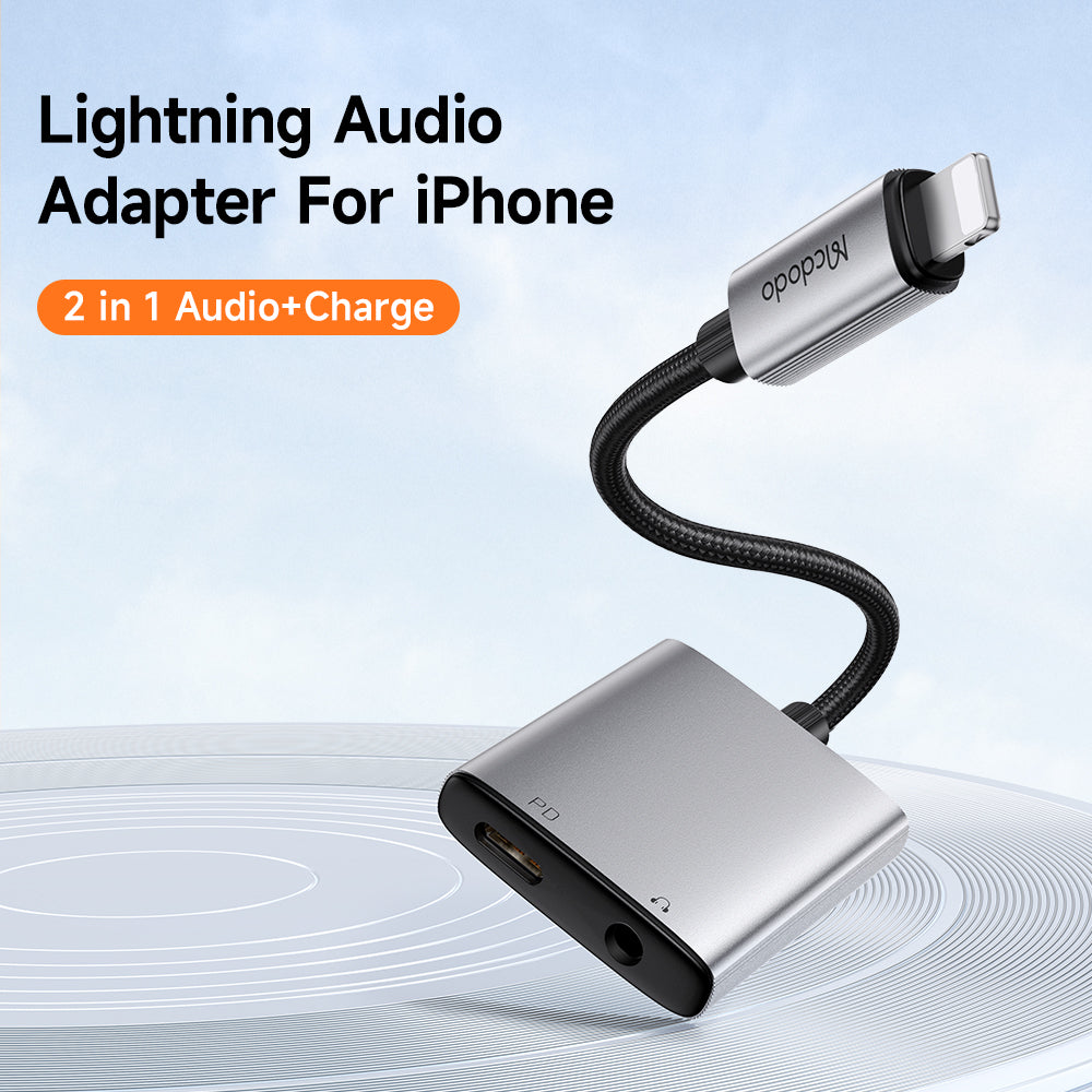 Αντάπτορας Ήχου Lightning - Lightning / 3.5mm McDodo CA-5540 Wales, Γκρι