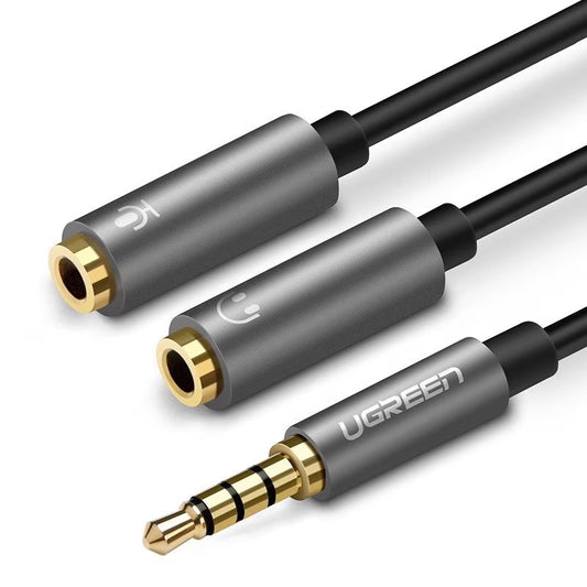 Προσαρμογέας ήχου 3,5 mm - 2 x 3,5 mm UGREEN AV141, 0,2 m, γκρι