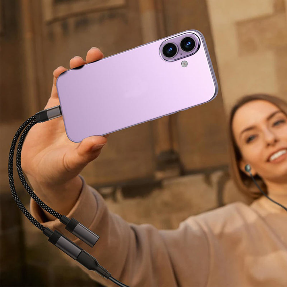 Προσαρμογέας Ήχου USB-C - 2 x USB-C Acefast J14, Μαύρο