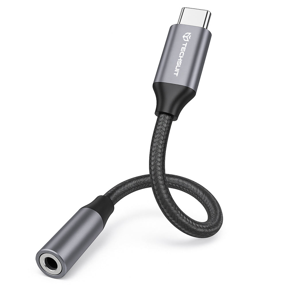 Προσαρμογέας Ήχου USB-C - 3.5mm Techsuit AC12 FuseXound, Γκρι, Σετ 2 τεμαχίων