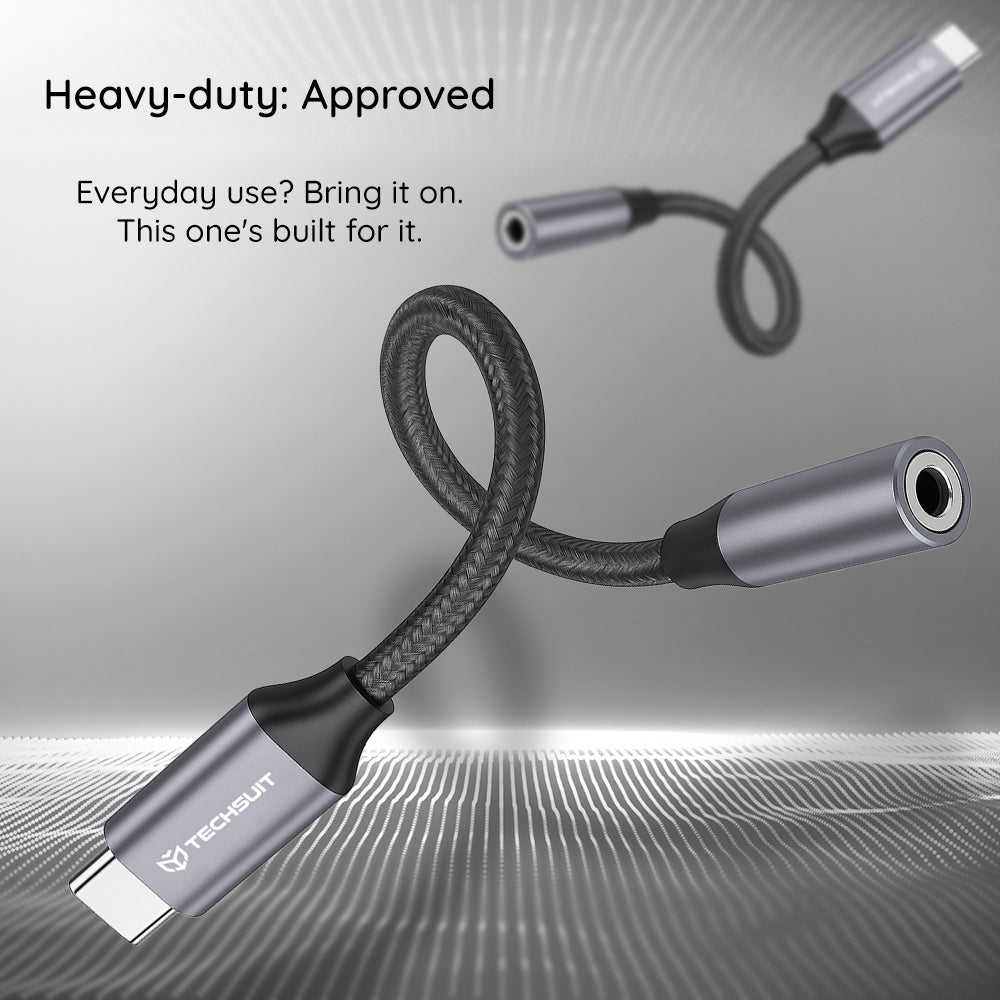 Προσαρμογέας Ήχου USB-C - 3.5mm Techsuit AC12 FuseXound, Γκρι, Σετ 2 τεμαχίων