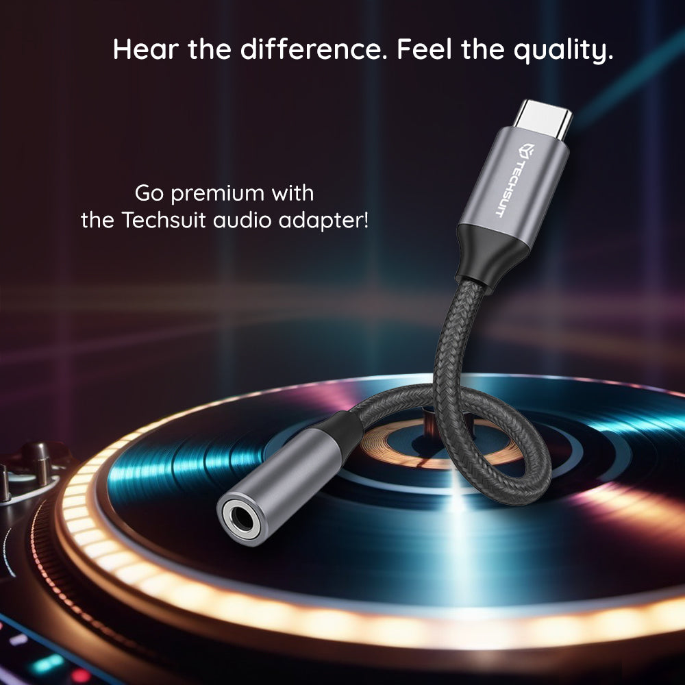 Προσαρμογέας Ήχου USB-C - 3.5mm Techsuit AC12 FuseXound, Γκρι, Σετ 2 τεμαχίων