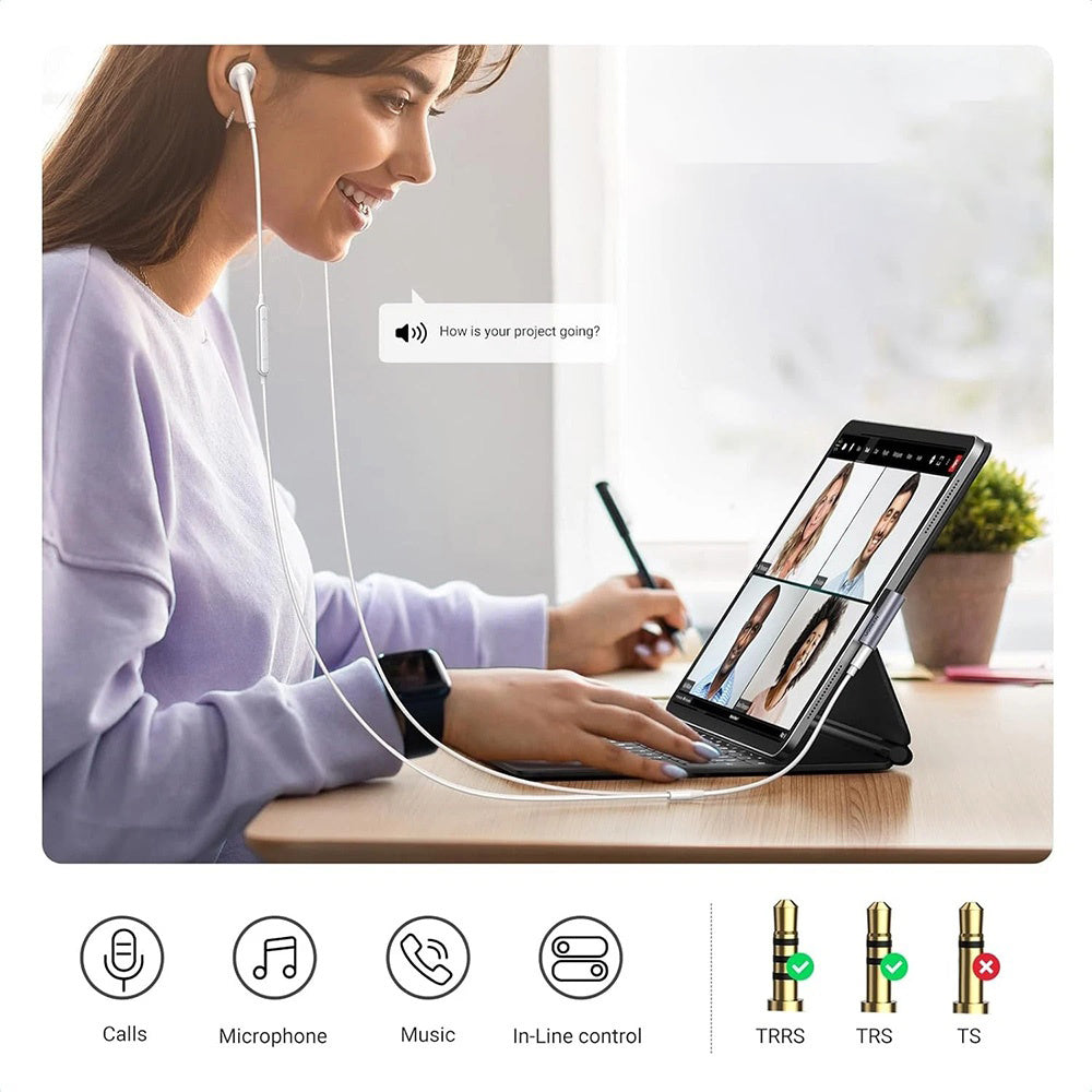 Προσαρμογέας Ήχου USB-C - 3.5mm UGREEN CM460 (20194) Γωνιακός, Γκρι