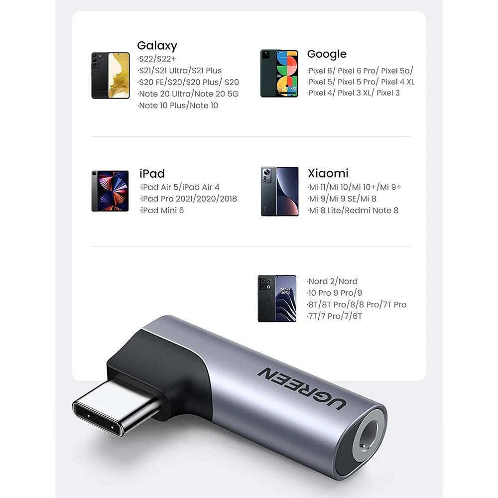 Προσαρμογέας Ήχου USB-C - 3.5mm UGREEN CM460 (20194) Γωνιακός, Γκρι