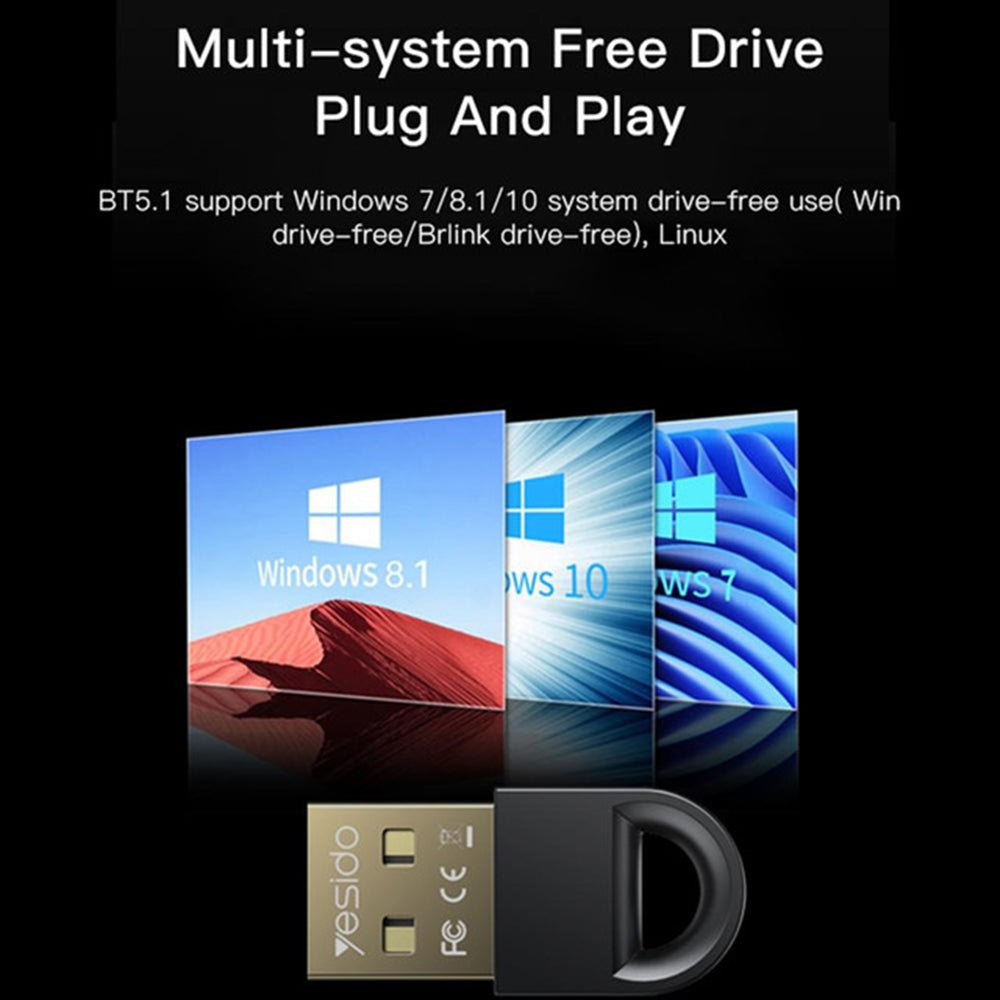 Προσαρμογέας Bluetooth USB Yesido YAU34, Μαύρο
