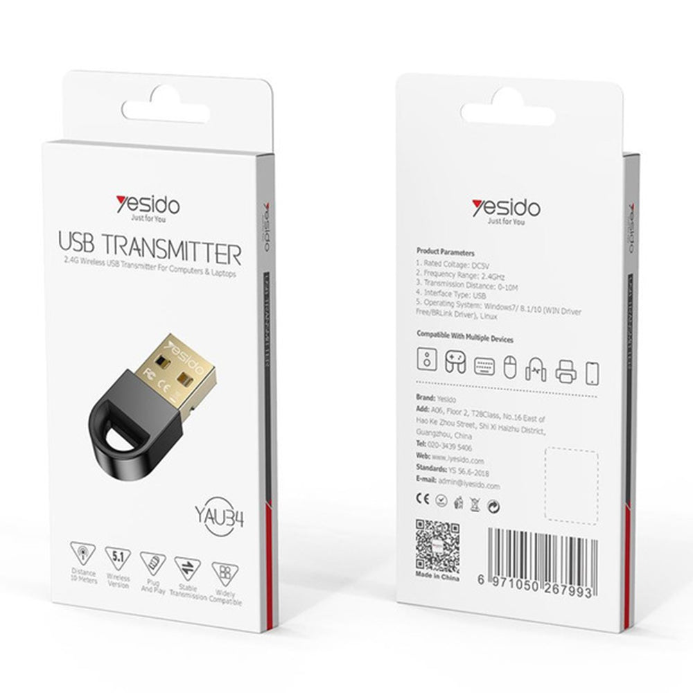 Προσαρμογέας Bluetooth USB Yesido YAU34, Μαύρο