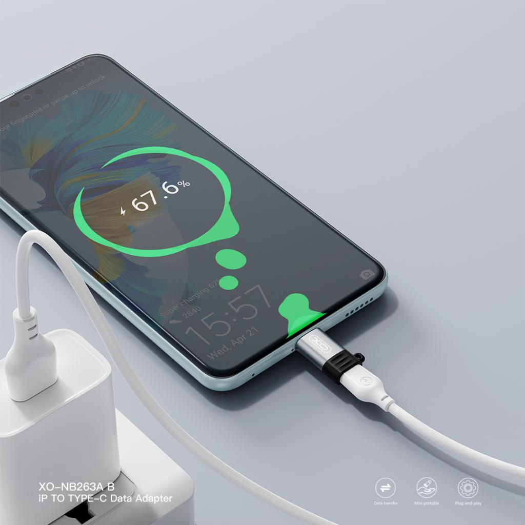 Προσαρμογέας Δεδομένων και Φόρτισης Lightning - USB-C XO Design NB263B, Μαύρο