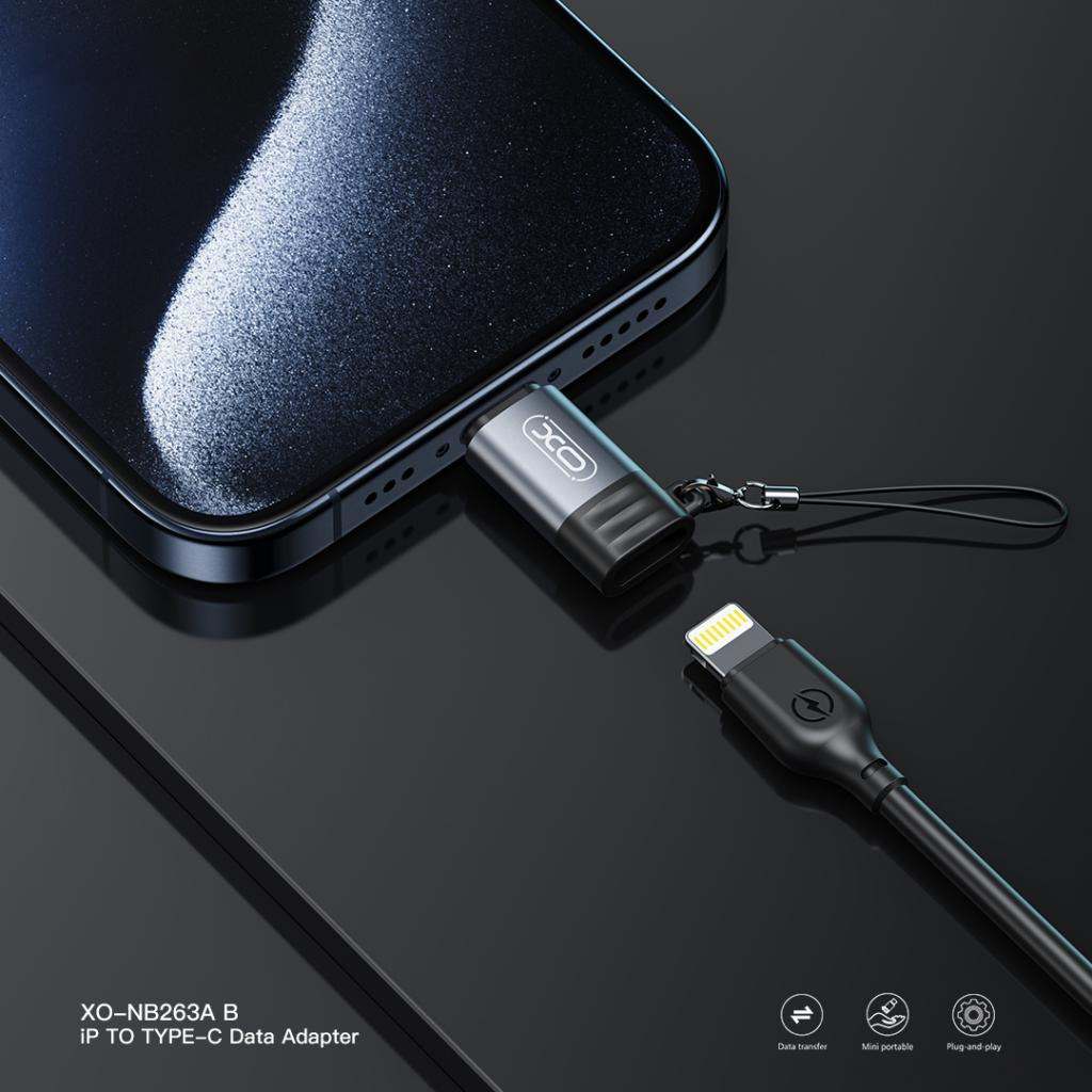 Προσαρμογέας Δεδομένων και Φόρτισης Lightning - USB-C XO Design NB263B, Μαύρο