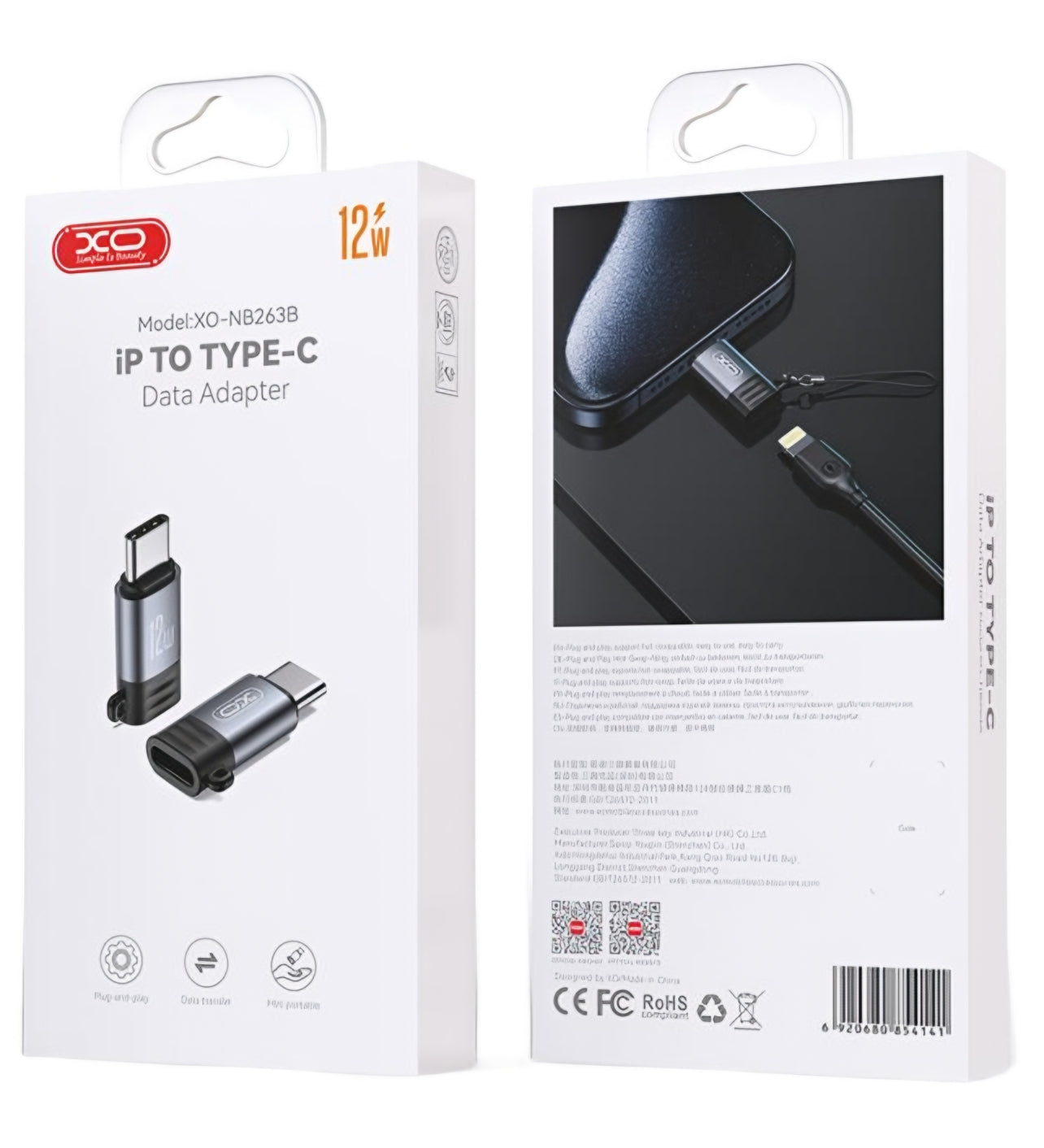 Προσαρμογέας Δεδομένων και Φόρτισης Lightning - USB-C XO Design NB263B, Μαύρο