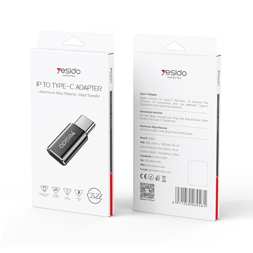 Προσαρμογέας Δεδομένων και Φόρτισης Lightning - USB-C Yesido GS22, Γκρι