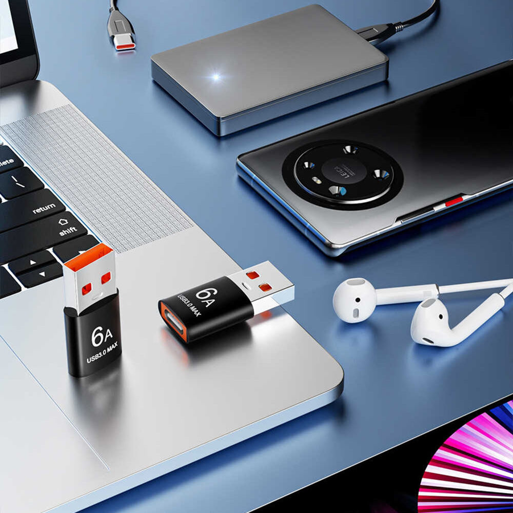 Προσαρμογέας Δεδομένων και Φόρτισης USB-C - USB-A Techsuit A5 HyperPort, Μαύρο Πορτοκαλί