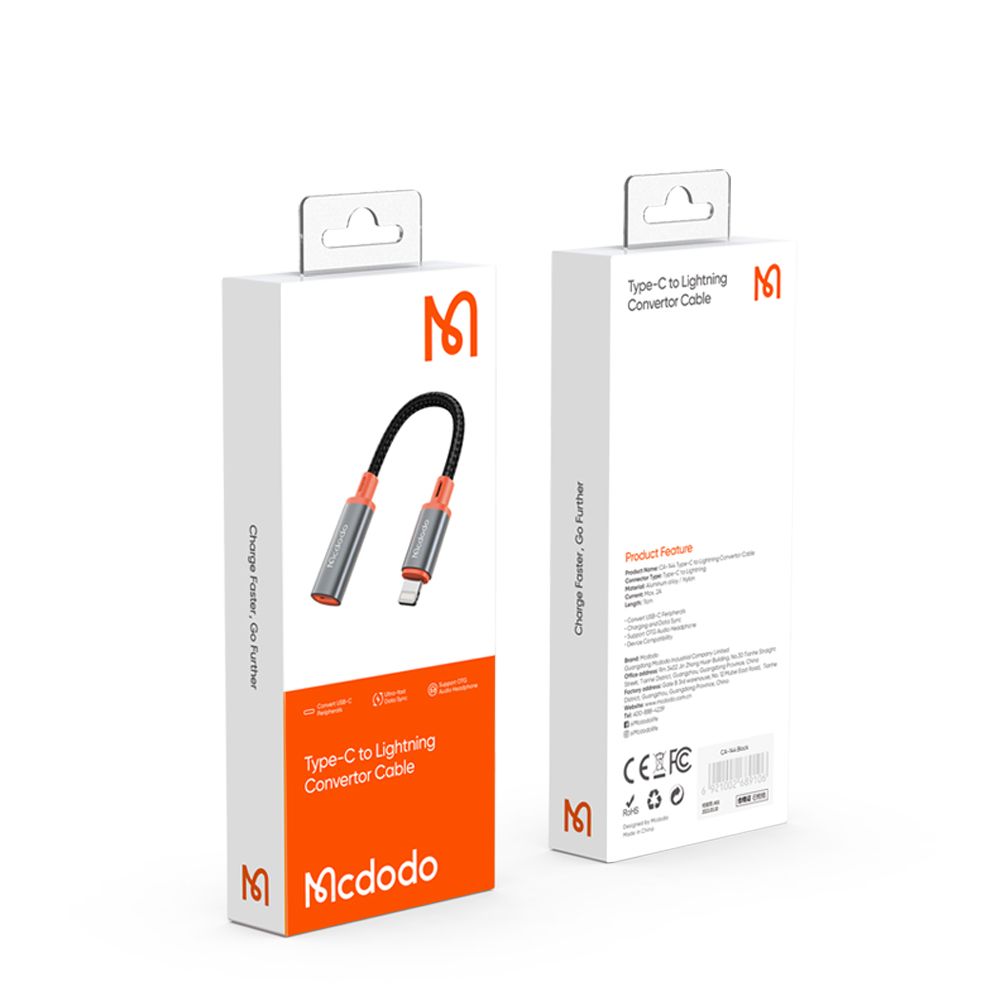 Προσαρμογέας Δεδομένων και Φόρτισης USB-C - Lightning McDodo CA-1440, Μαύρο