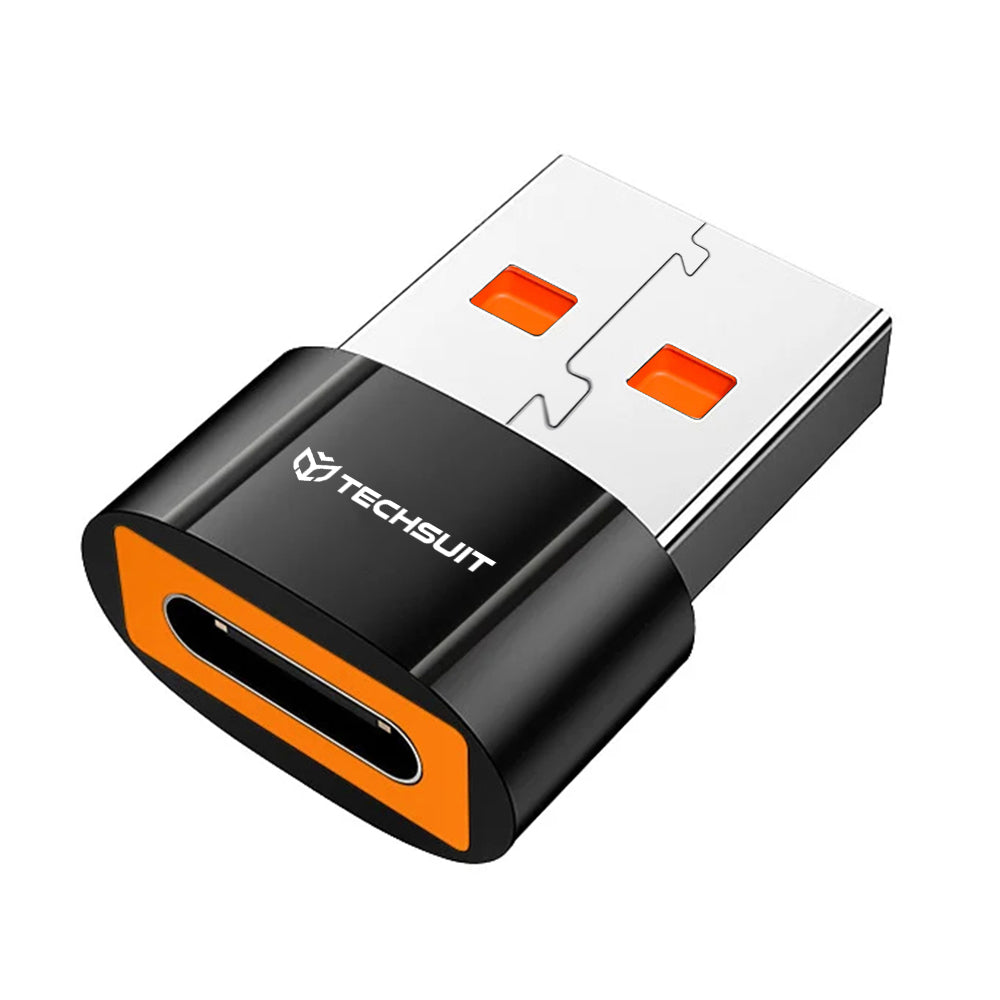 Προσαρμογέας Δεδομένων και Φόρτισης USB-C - USB-A Techsuit A7 HyperPort, Μαύρο Πορτοκαλί