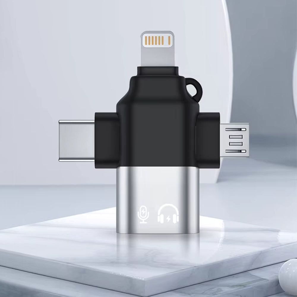 Προσαρμογέας OTG Lightning / microUSB / USB-C - USB-A Techsuit A17 SoundVoltX, Μαύρο
