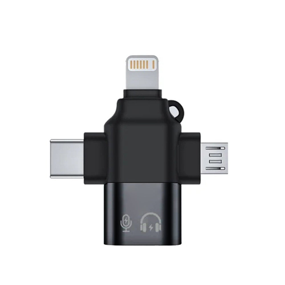 Προσαρμογέας OTG Lightning / microUSB / USB-C - USB-A Techsuit A17 SoundVoltX, Μαύρο