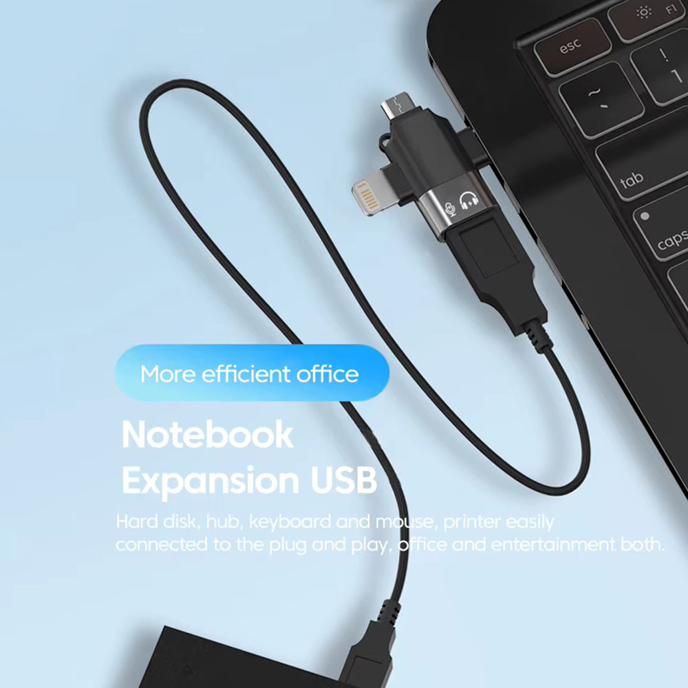 Προσαρμογέας OTG Lightning / microUSB / USB-C - USB-A Techsuit A17 SoundVoltX, Μαύρο