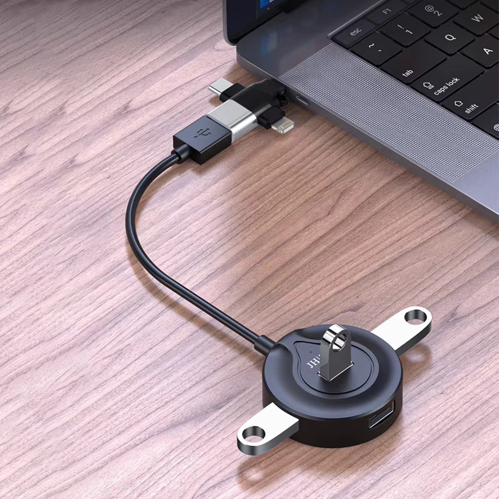 Προσαρμογέας OTG Lightning / microUSB / USB-C - USB-A Techsuit A17 SoundVoltX, Μαύρο