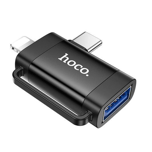Προσαρμογέας OTG USB-C / Lightning - USB-A HOCO UA31F, Μαύρο