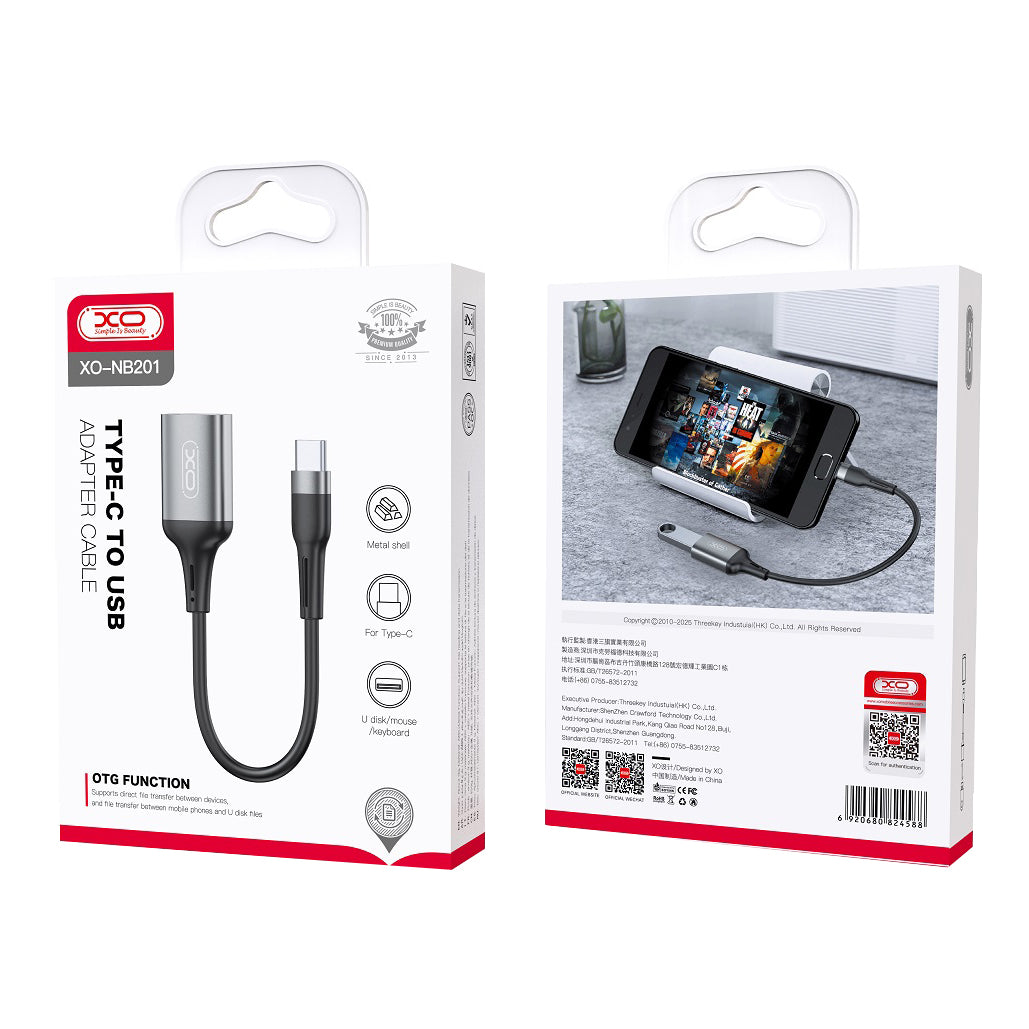 OTG Adapter USB-C to USB-A XO Design NB201, Black