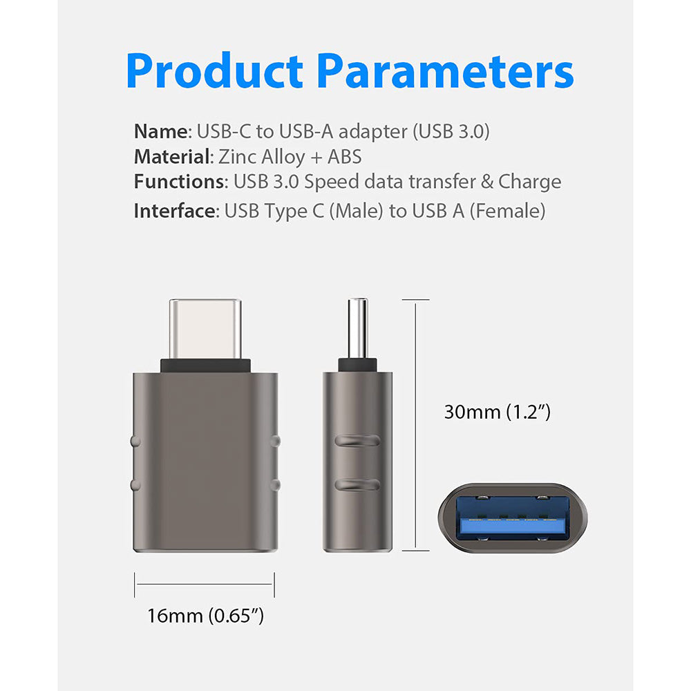 Προσαρμογέας OTG USB-C - USB-A Techsuit A10 SlateVolt, Γκρι