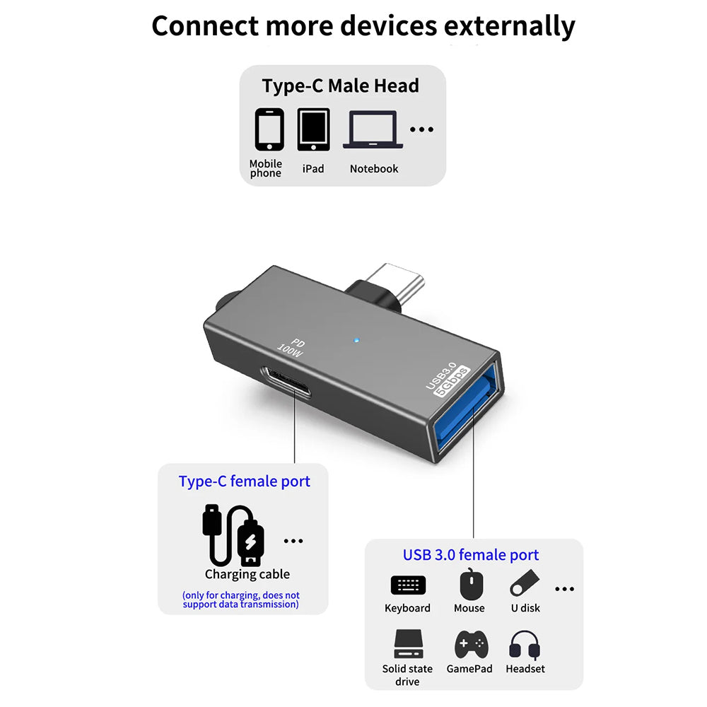 Προσαρμογέας OTG USB-C - USB-A Techsuit A21, Γκρι