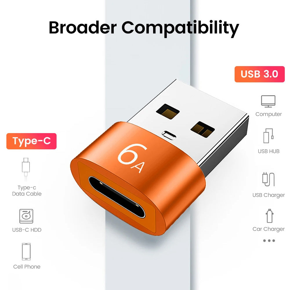 Προσαρμογέας Δεδομένων και Φόρτισης USB-C - USB-A Techsuit A4 HyperPort, Μαύρο Πορτοκαλί