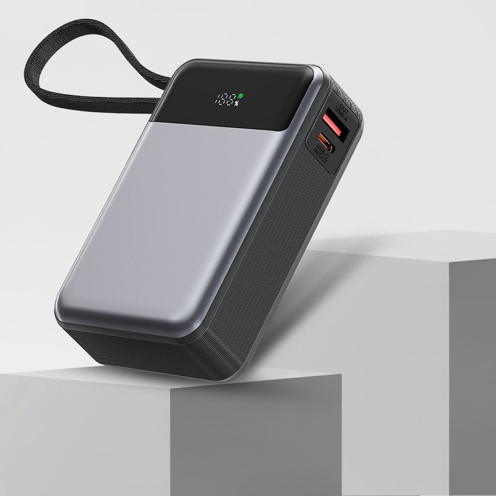 Acefast M21 External Battery, 20000mAh, 65W, QC + PD, 1 x USB-A - 2 x USB-C, Black