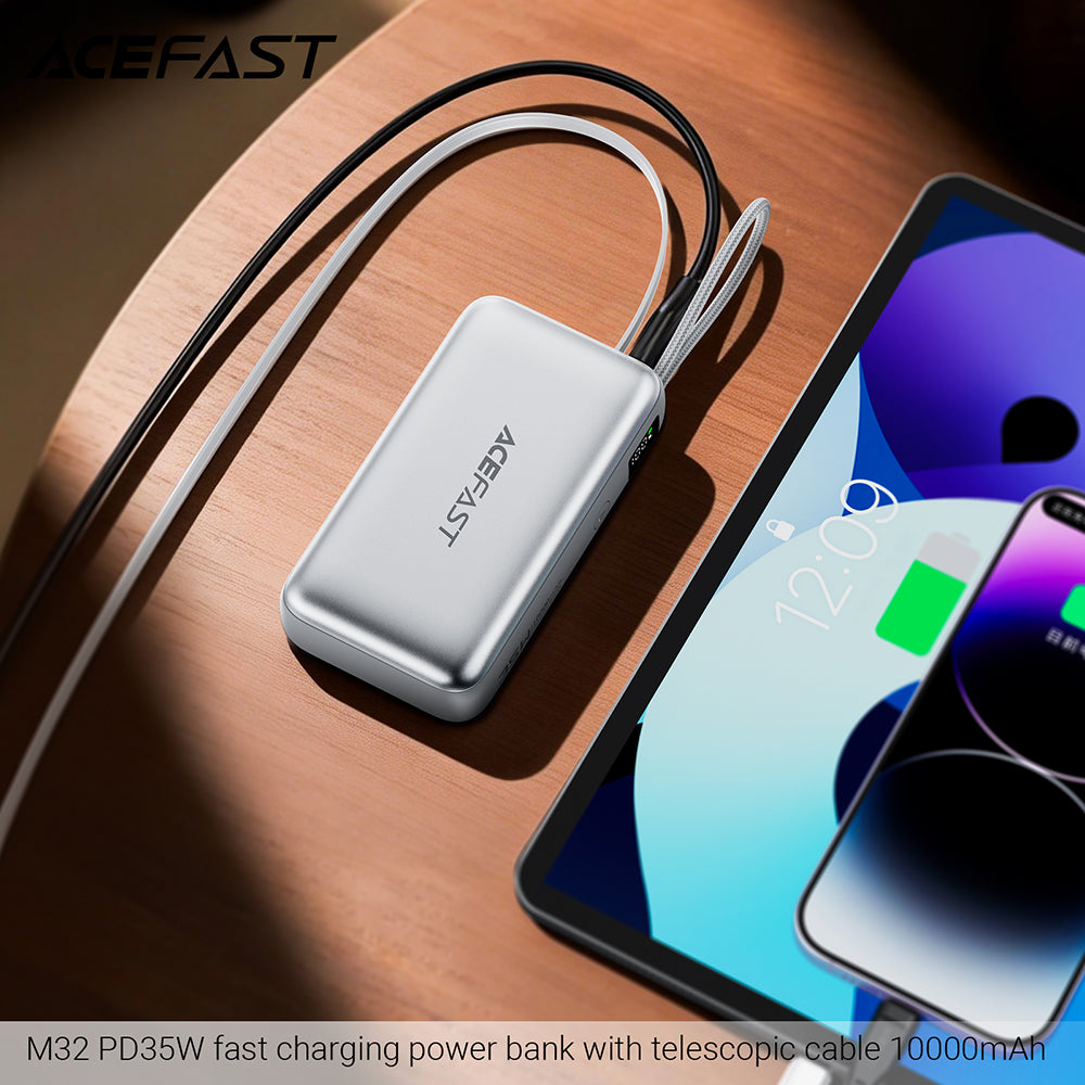 Εξωτερική Μπαταρία Acefast M32, 10000mAh, 35W, PD, 2 x USB-C, Ασημί