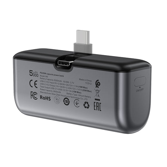 Εξωτερική Μπαταρία Acefast M9, 5000mAh, 20W, PD, 2 x USB-C, Μαύρο