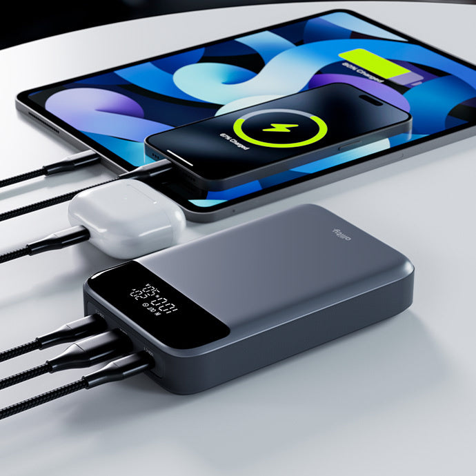 Εξωτερική Μπαταρία Allity. APB-200 PocketPower, 19200mAh, 130W, QC + PD, 1 x USB-A - 2 x USB-C, Γκρι