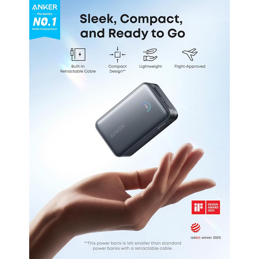 Εξωτερική Μπαταρία Anker Nano, 10000mAh, 45W, QC + PD, 1 x USB-A - 1 x USB-C, Μαύρη A1638H11