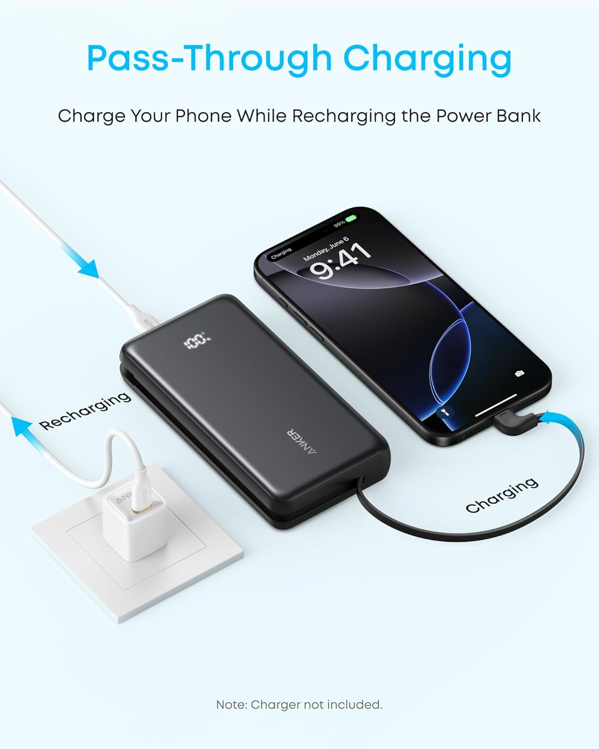 Εξωτερική Μπαταρία Anker Zolo, 10000mAh, 22.5W, QC + PD, 1 x USB-A - 2 x USB-C, Μαύρη A110DH11