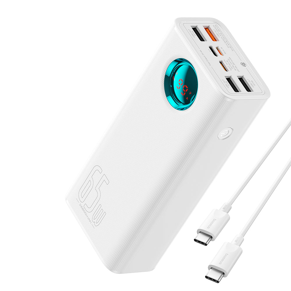 Εξωτερική Μπαταρία Baseus Amblight Digital Display, 26800mAh, 65W, QC + PD, 1 x USB-C - 4 x USB-A, Λευκή P10022402223-00