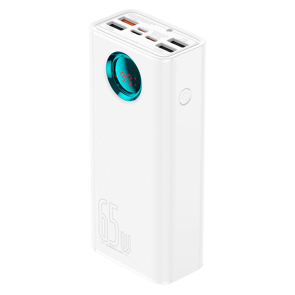 Εξωτερική Μπαταρία Baseus Amblight Digital Display, 26800mAh, 65W, QC + PD, 1 x USB-C - 4 x USB-A, Λευκή P10022402223-00