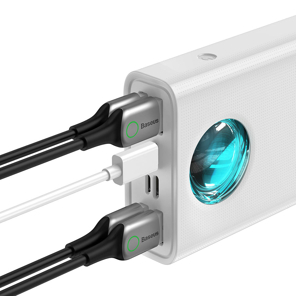 Εξωτερική Μπαταρία Baseus Amblight Digital Display, 30000mAh, 65W, QC + PD, 1 x USB-C - 4 x USB-A, Λευκή PPLG000102