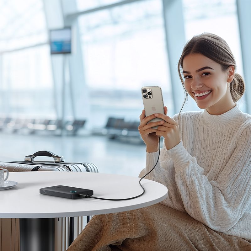Baseus EnerFill FP11 External Battery, 10000mAh, 15W, 1 x USB-A - 1 x USB-C, Black P1008210C123