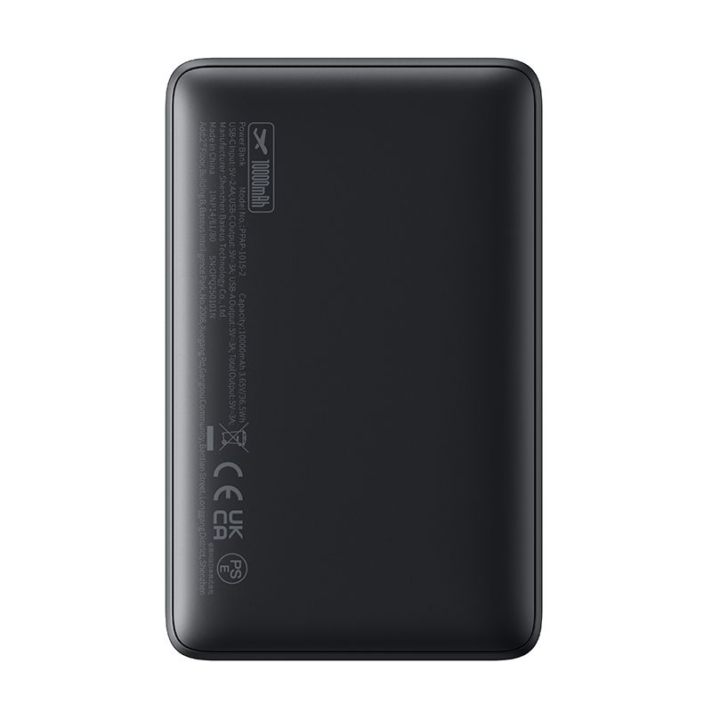 Baseus EnerFill FP11 External Battery, 10000mAh, 15W, 1 x USB-A - 1 x USB-C, Black P1008210C123
