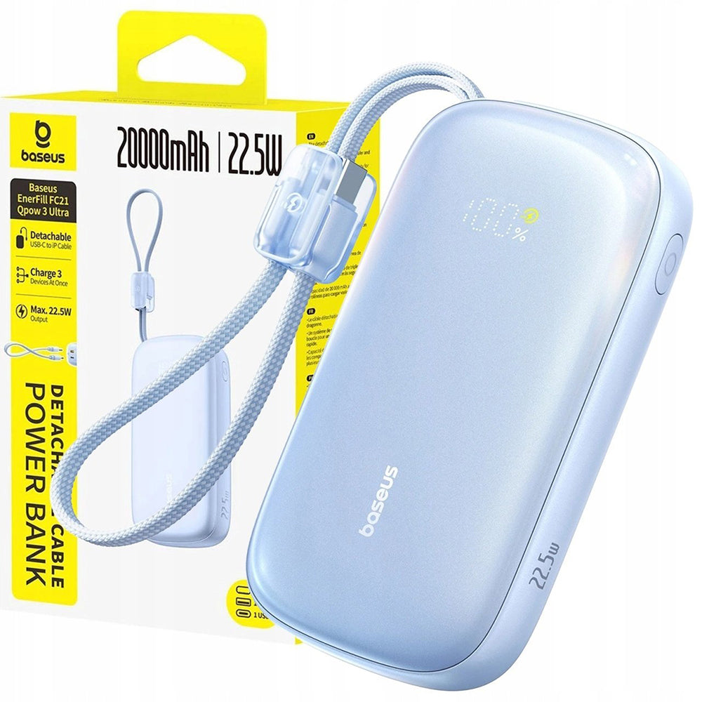 Εξωτερική Μπαταρία Baseus EnerFill FC21 Qpow 3 Ultra, 10000mAh, 22.5W, QC + PD, 1 x USB-A - 1 x USB-C, Μπλε E0027L03