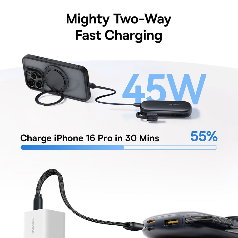 Εξωτερική Μπαταρία Baseus EnerFill FC21 Qpow 3 Ultra, 10000mAh, 45W, QC + PD, 1 x USB-A - 1 x USB-C, Μαύρη E0027Q00