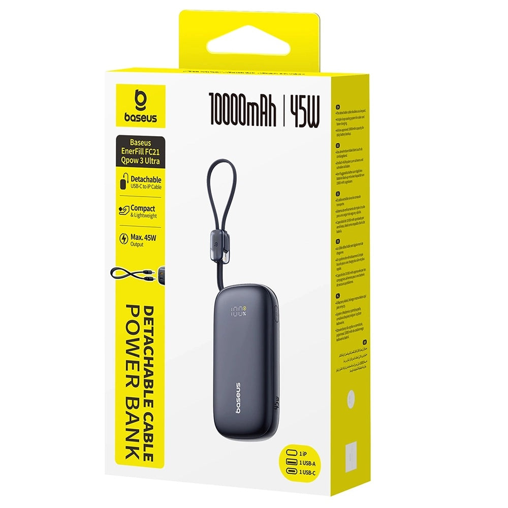 Εξωτερική Μπαταρία Baseus EnerFill FC21 Qpow 3 Ultra, 10000mAh, 45W, QC + PD, 1 x USB-A - 1 x USB-C, Μαύρη E0027Q00
