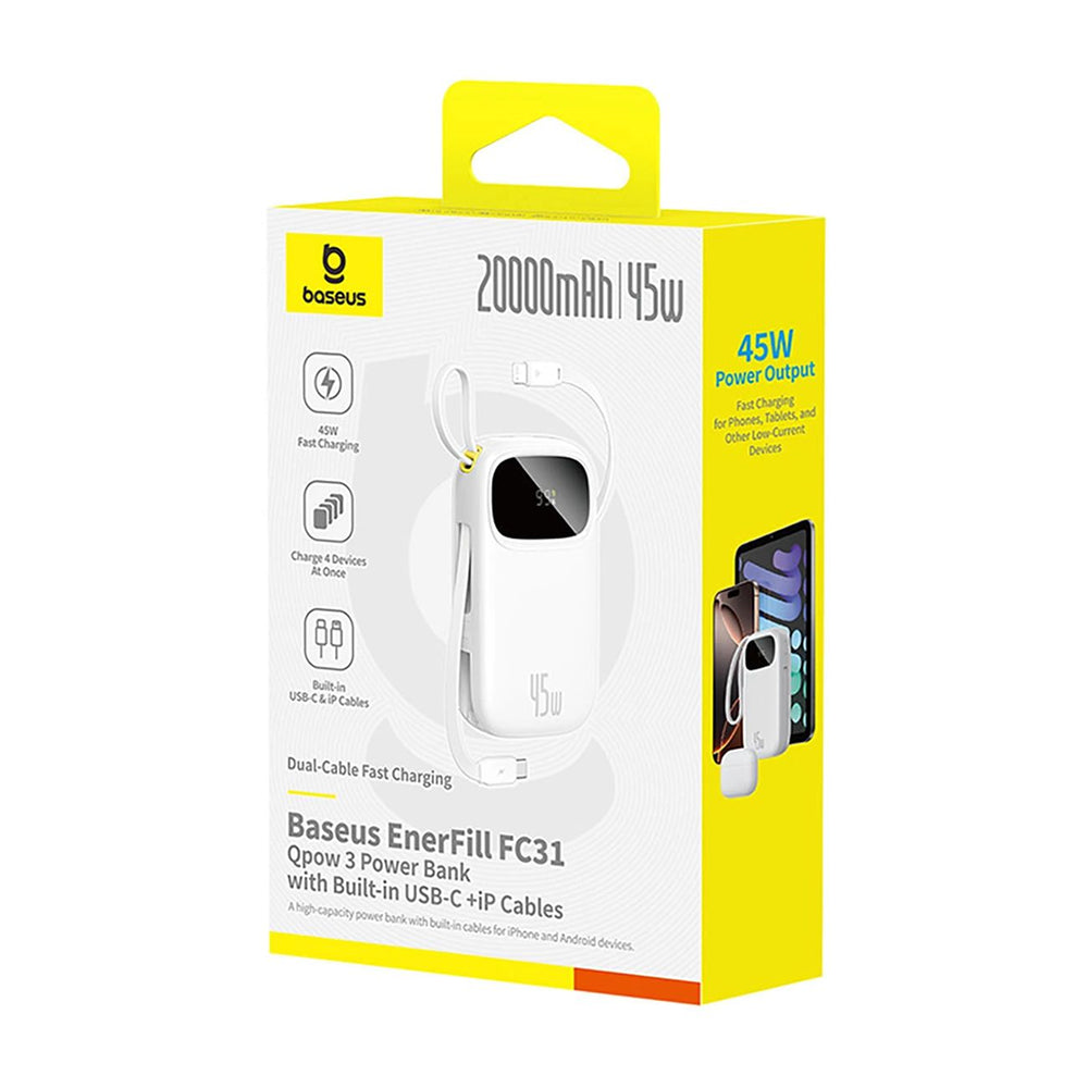 Εξωτερική Μπαταρία Baseus EnerFill FC31 Qpow 3, 20000mAh, 45W, QC + PD, 1 x Lightning - 1 x USB-A - 2 x USB-C, Μοβ E0028D02