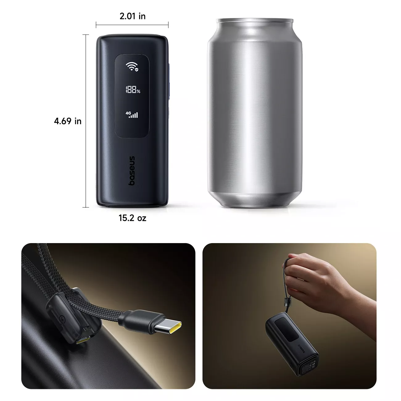 Εξωτερική Μπαταρία Baseus EnerGeek GX11, 20000mAh, 67W, QC + PD, 1 x USB-A - 2 x USB-C, Μαύρο E0025701