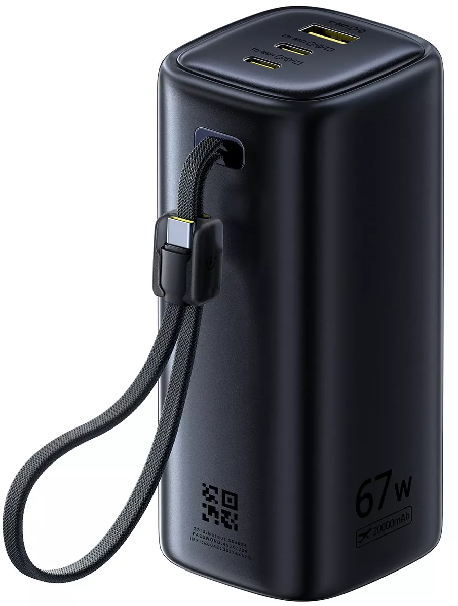 Εξωτερική Μπαταρία Baseus EnerGeek GX11, 20000mAh, 67W, QC + PD, 1 x USB-A - 2 x USB-C, Μαύρο E0025701