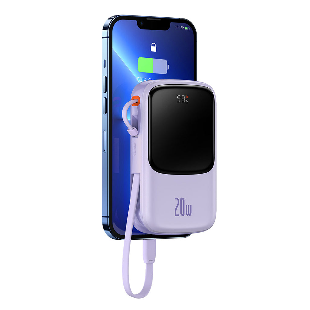 Εξωτερική Μπαταρία Baseus Qpow Pro, 20000mAh, 20W, QC + PD, 1 x Lightning - 1 x USB-A - 1 x USB-C, Μωβ PPQD030005