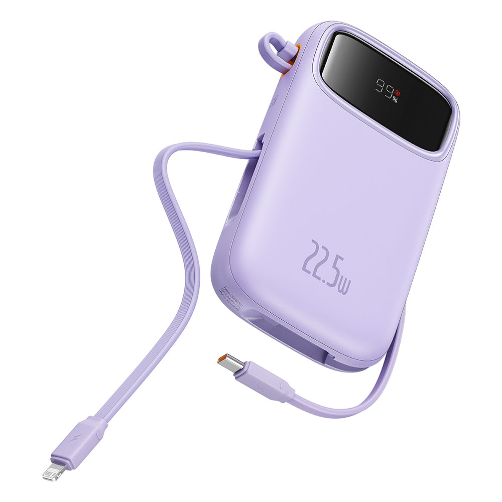 Baseus Qpow Pro+ External Battery, 10000mAh, 22.5W, QC + PD, 1 x Lightning - 1 x USB-A - 2 x USB-C, Purple P10055003513-00