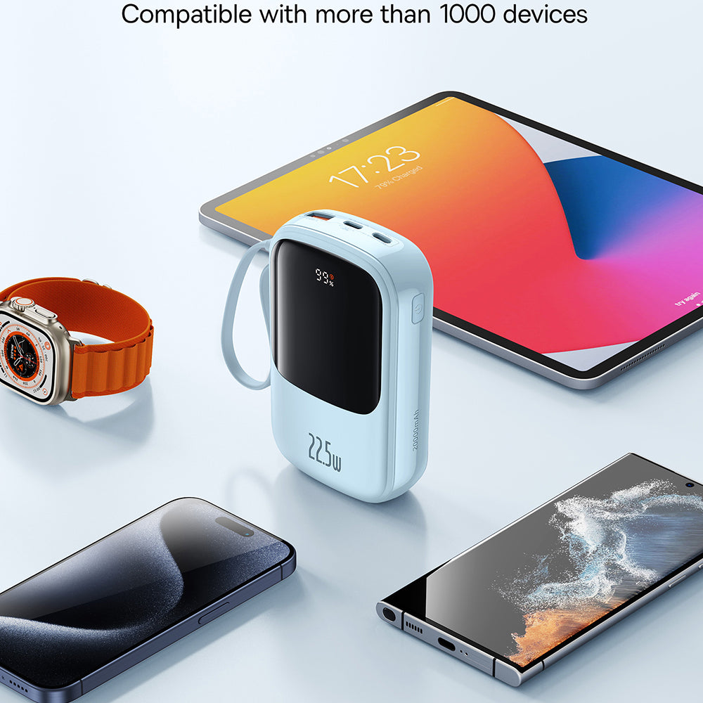 Εξωτερική Μπαταρία Baseus Qpow Pro+, 20000mAh, 22.5W, QC + PD, 1 x USB-A - 2 x USB-C, Μπλε P10067103313-00