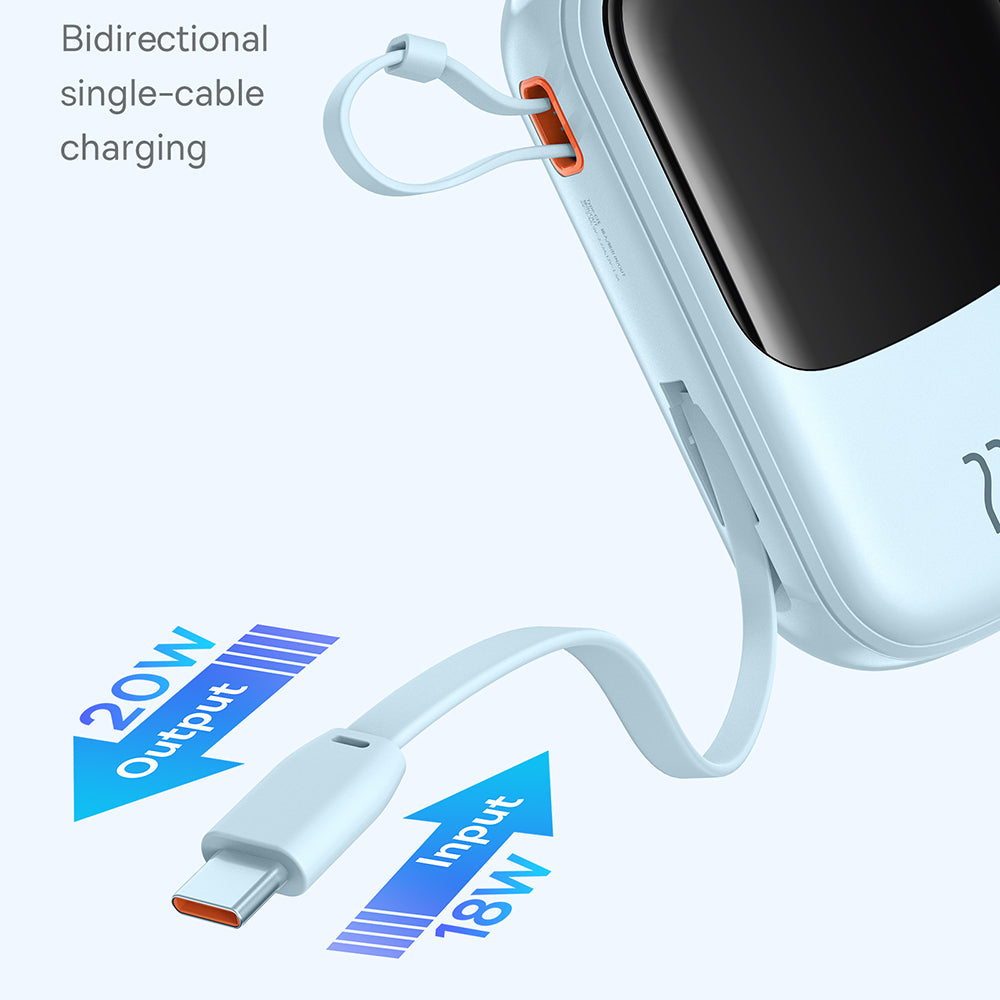 Εξωτερική Μπαταρία Baseus Qpow Pro+, 20000mAh, 22.5W, QC + PD, 1 x USB-A - 2 x USB-C, Μπλε P10067103313-00