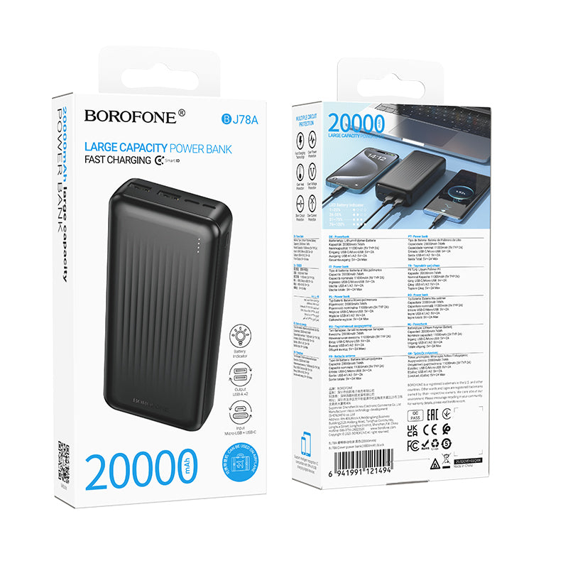 Εξωτερική Μπαταρία Borofone BJ78A Clever, 20000mAh, 10W, 2 x USB-A, Μαύρη