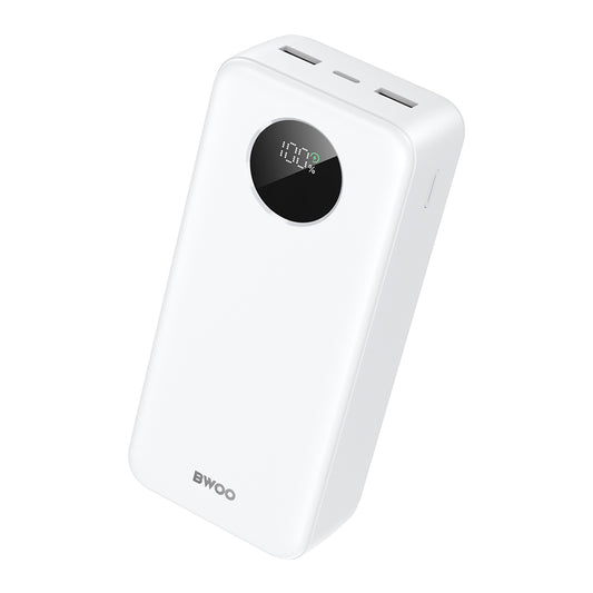 Εξωτερική Μπαταρία BWOO BO-P64, 30000mAh, 22.5W, QC + PD, 1 x USB-C - 2 x USB-A, Λευκή